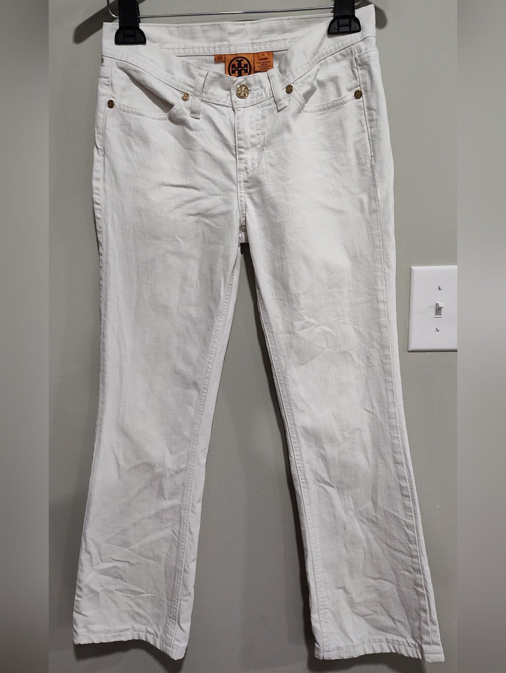 TORY BURCH WOMEN'S CLASSIC TORY JEANS WHITE, SIZE 26, 99% Cotton